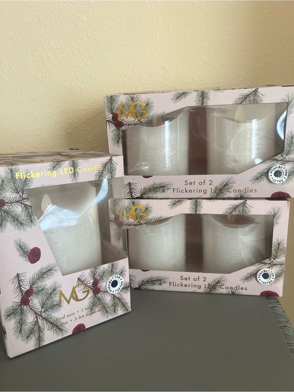 White Flickering LED Candle Set - Set of 3